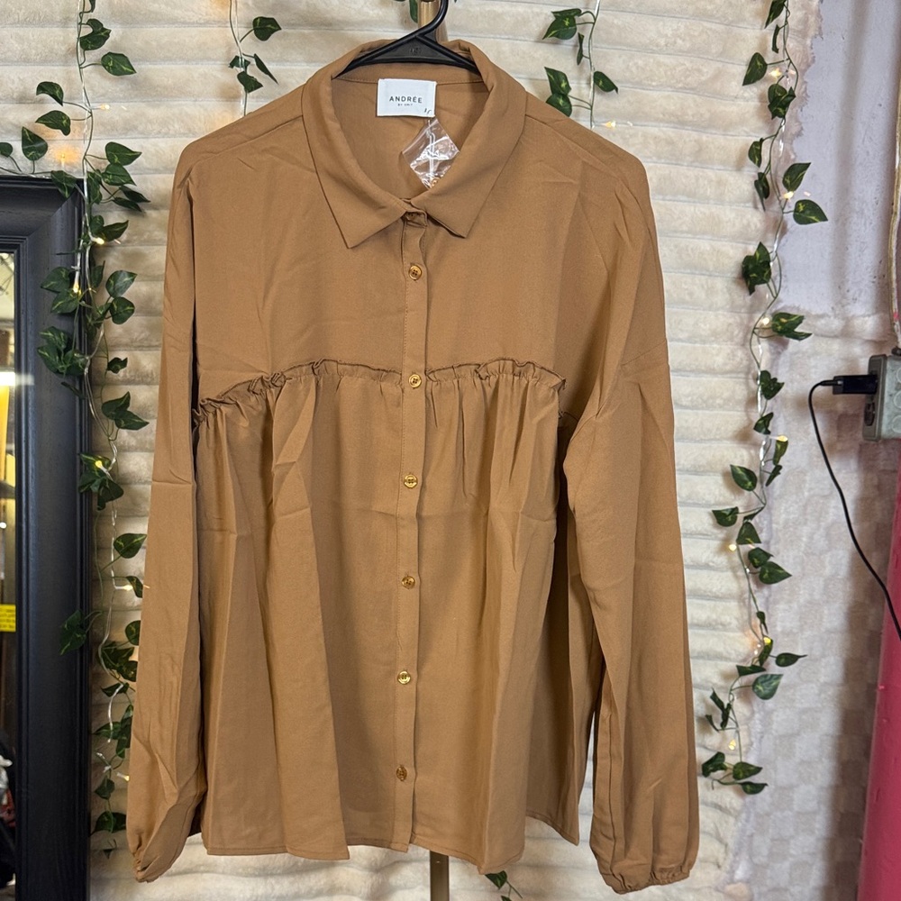 Andree Camel Button-Down Shirt